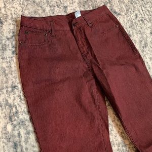 Diane Gilman red and navy striped jeans size 6p #1